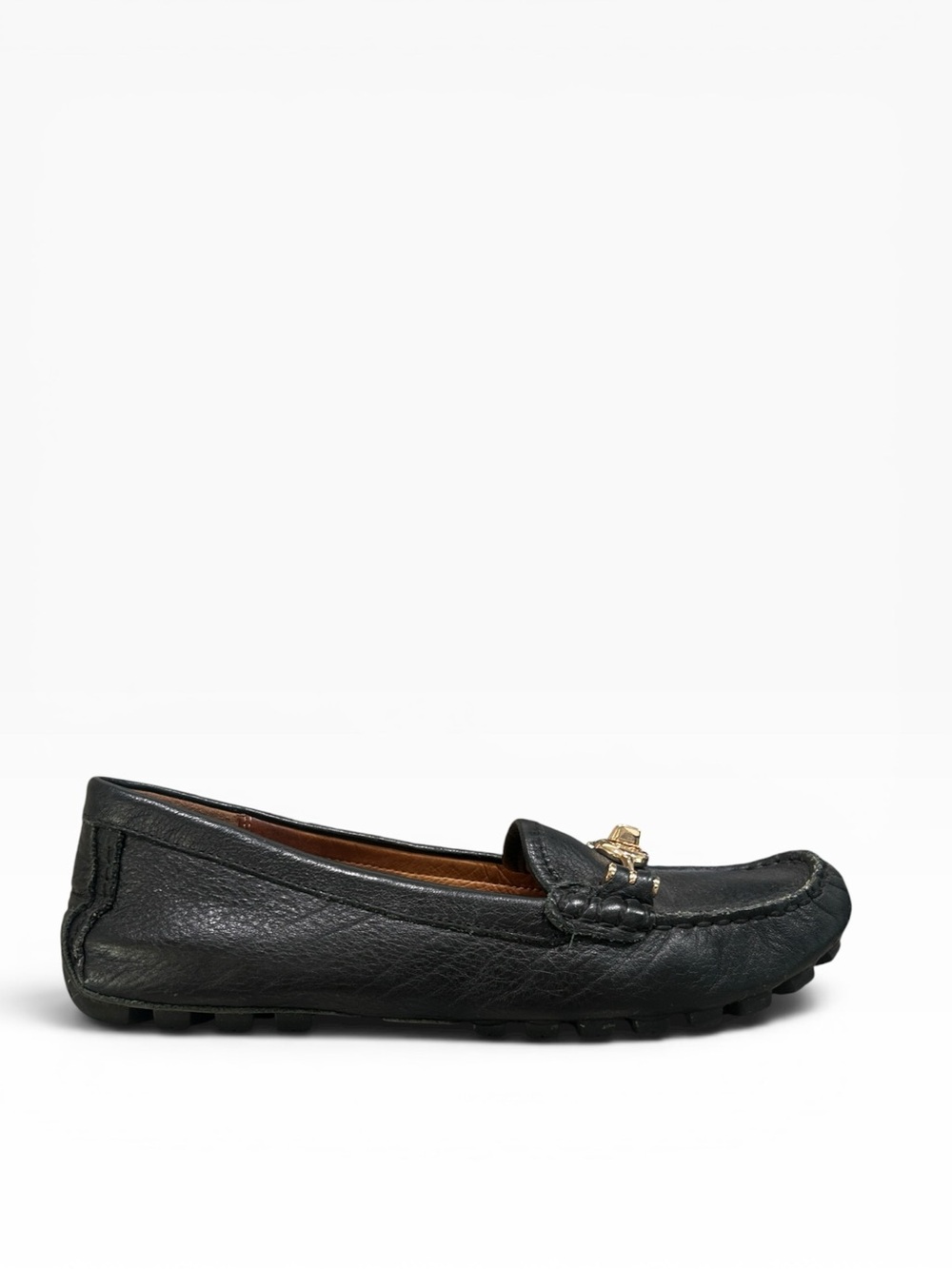Coach Arlene Turnlock Driving Moccasins Loafers Black Pebble Leather Size 6 - Picture 4 of 10